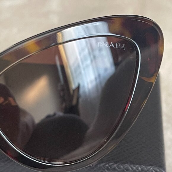 Prada SPR 13Y Havana Acetate Cat-Eye Women's Sunglasses - Picture 3 of 12